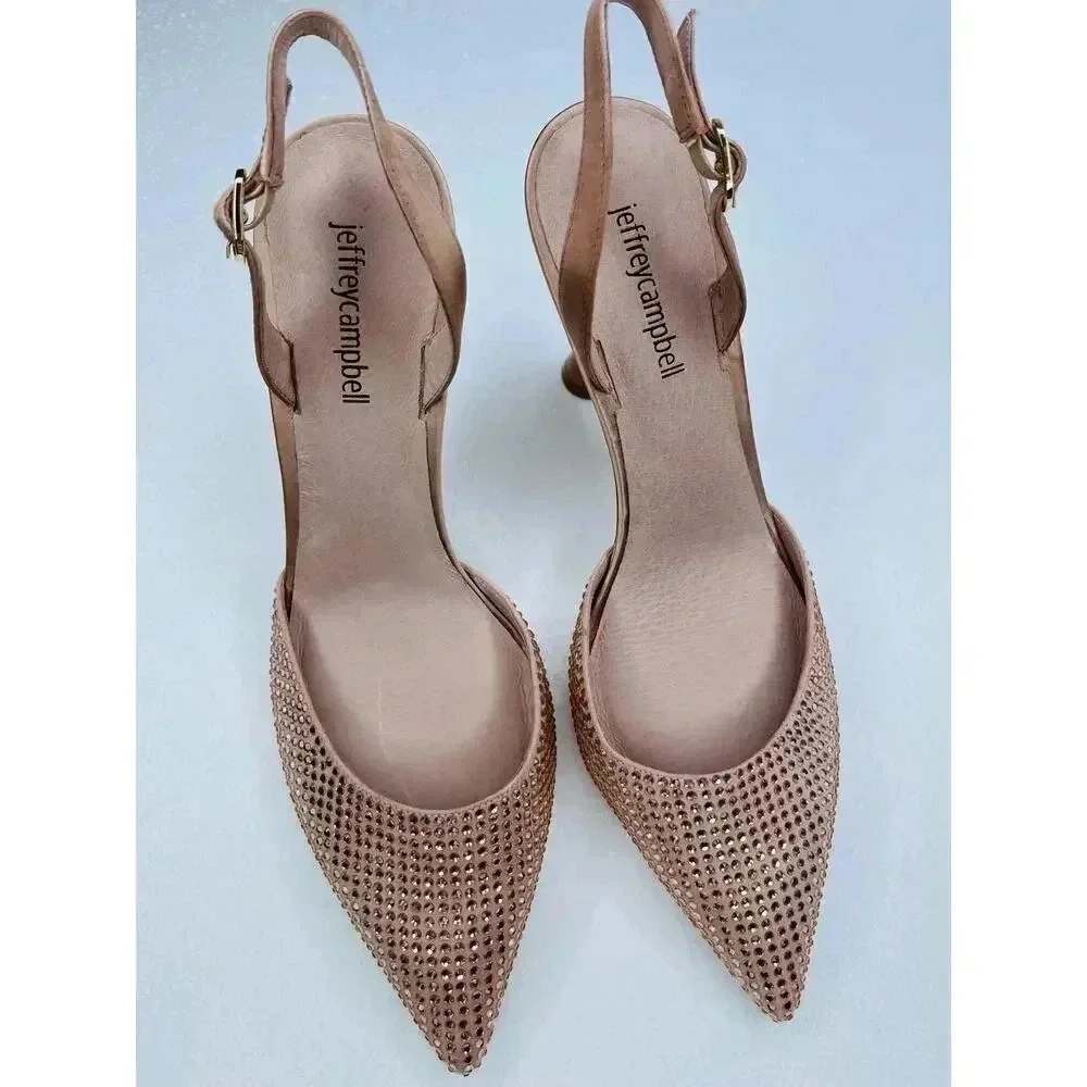 Jeffrey Campbell Zivote slingback pump heels size 8.5 embellished - Picture 2 of 11